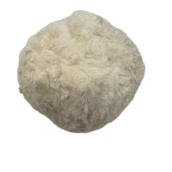 Love Sac The Ball Cream Ivory Faux Fur Small Round Decorative Pillow Poof 5" - Picture 3 of 8
